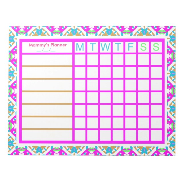 Colourful Mother’s Day Gift Weekly Planner Tracker Notizblock (Vorderseite)