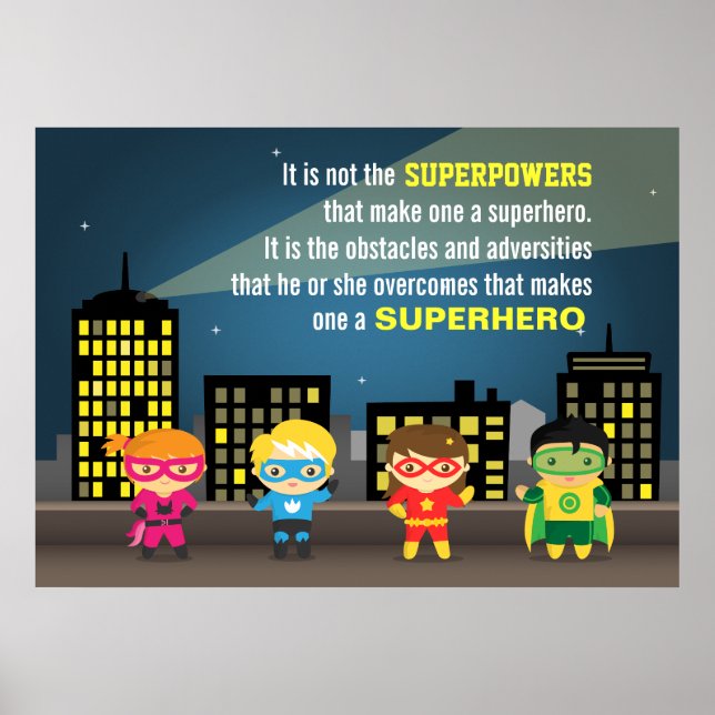 Colourful Motivating Superhero Quote For Kids Room Poster (Vorne)