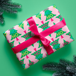 Colourful Neon Typographic HO HO Christmas Tree Geschenkpapier