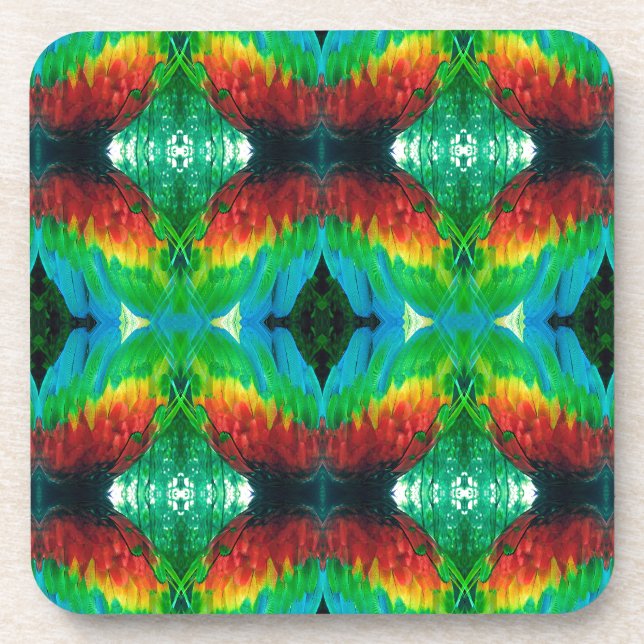 Colourful Parrot feathers pattern Getränkeuntersetzer (Vorderseite)