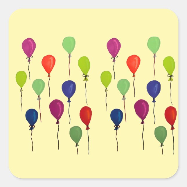 Colourful party balloons quadratischer aufkleber (Vorderseite)