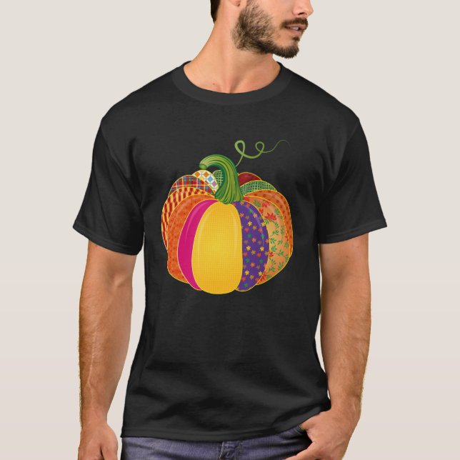 Colourful patchwork pumpkin with different pattern T-Shirt (Vorderseite)