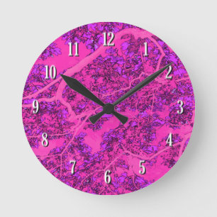 Colourful pink trees runde wanduhr