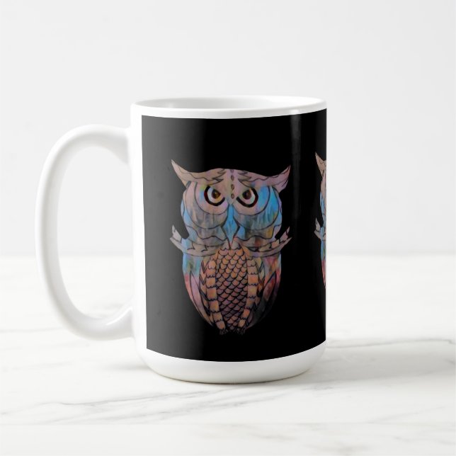 Colourful Quirky Owl Mug Coffee Tea (Gauche)