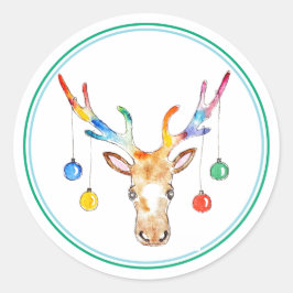 Colourful Reindeer Runder Aufkleber