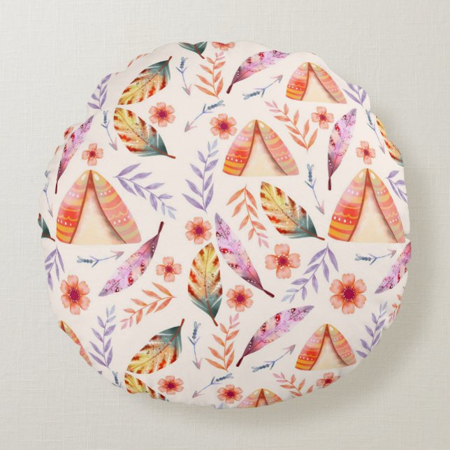 Colourful Ring  Pillow Design  Rundes Kissen (Vorderseite)