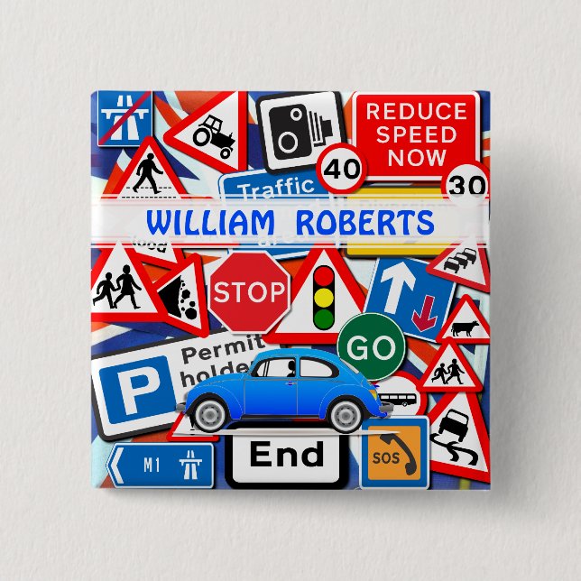Colourful Road Signs, and Automobile Custom Name B Button (Vorderseite)