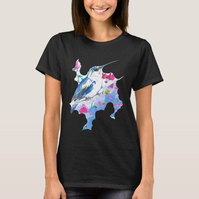 Colourful Shapes Local Wing Bird Flying Hummingbir T-Shirt (Vorderseite)
