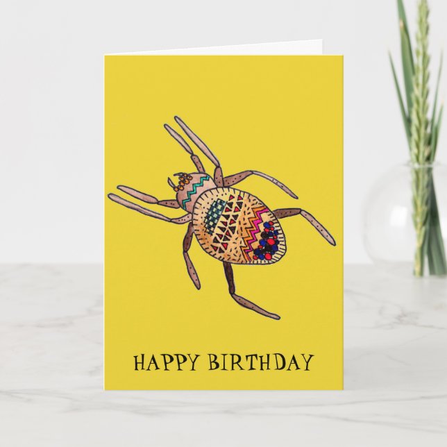 Colourful Spider birthday arachnid art Karte (Vorderseite)