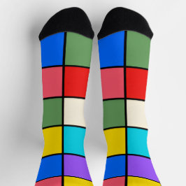 Colourful Square Grid Socks – Retro Geometric Socken