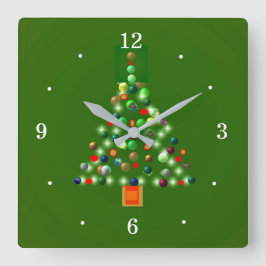 Colourful Tree with Baubles> Christmas Clocks Quadratische Wanduhr