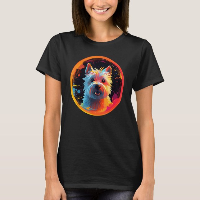 Colourful West Highland White Terrier Dog Dad Mom  T-Shirt (Vorderseite)