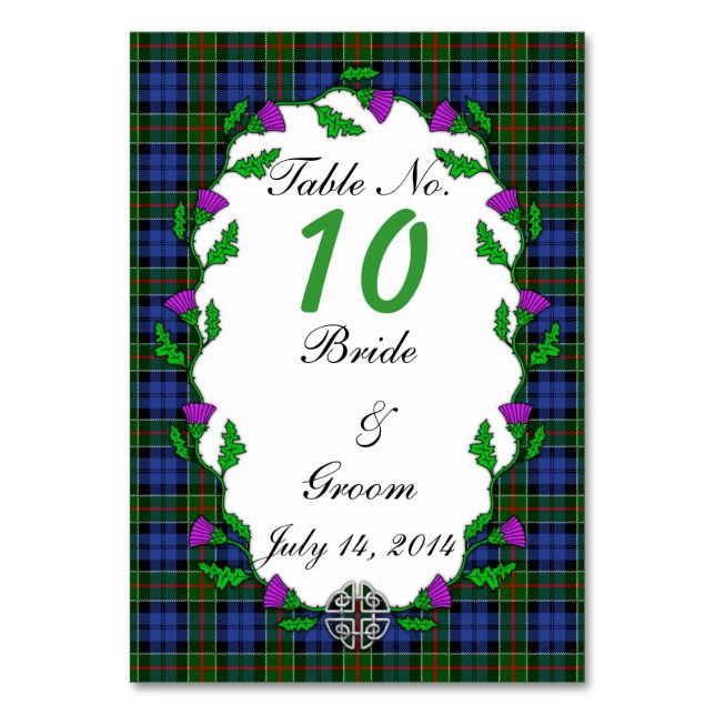 Colquhoun Celtic Wedding Tischnummer (Vorderseite)