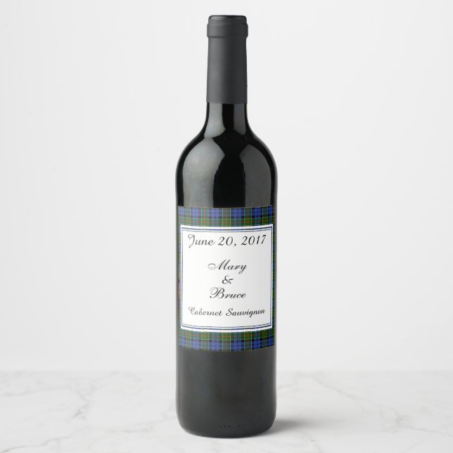 Colquhoun Scottish Wedding Wine Label Weinetikett (Vorderseite)