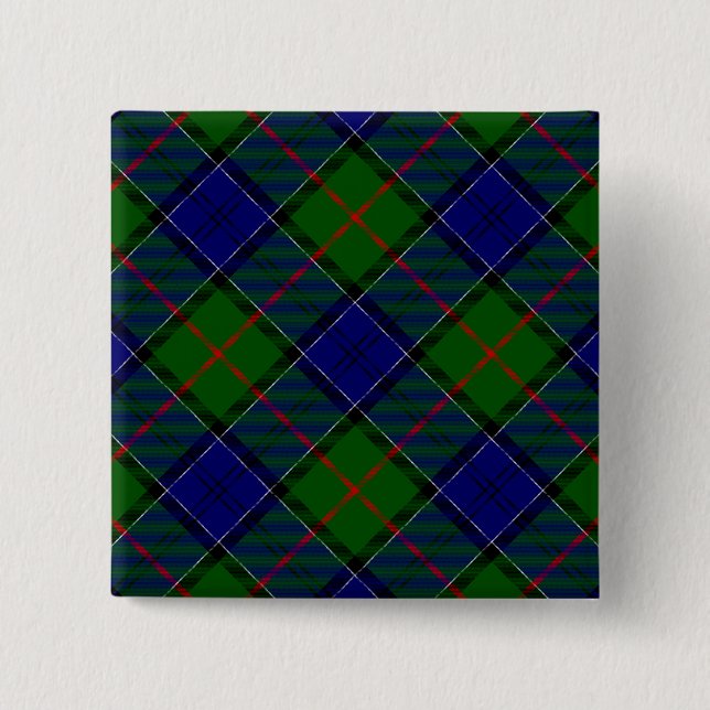 Colquhoun Tartan Blau kariert Button (Vorderseite)