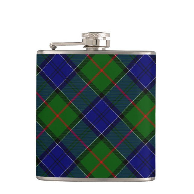 Colquhoun Tartan Blau kariert Flachmann (Vorderseite)
