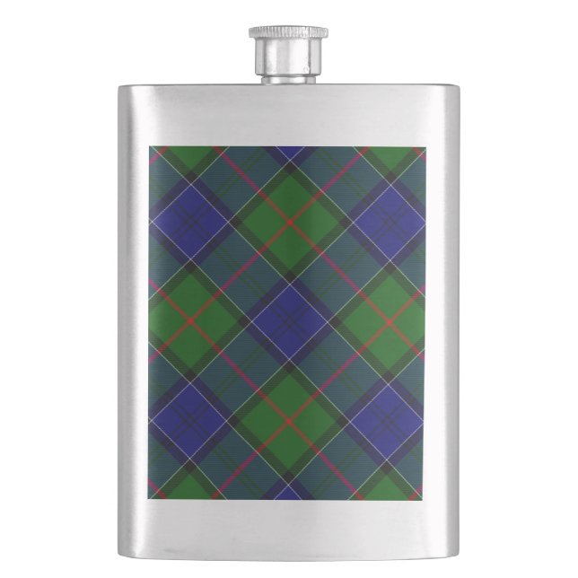 Colquhoun Tartan Blau kariert Flachmann (Vorderseite)