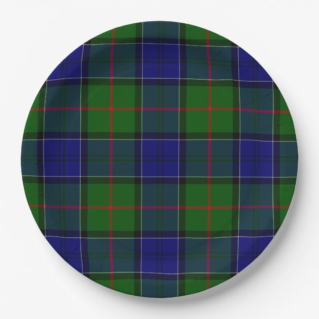 Colquhoun Tartan Blau kariert Pappteller (Vorderseite)