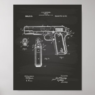Colt .45 1911 Patentzeichnung - Tafel Poster