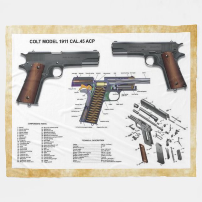 COLT-PISTOL 1911 FLEECEDECKE (Vorderseite (Horizontal))