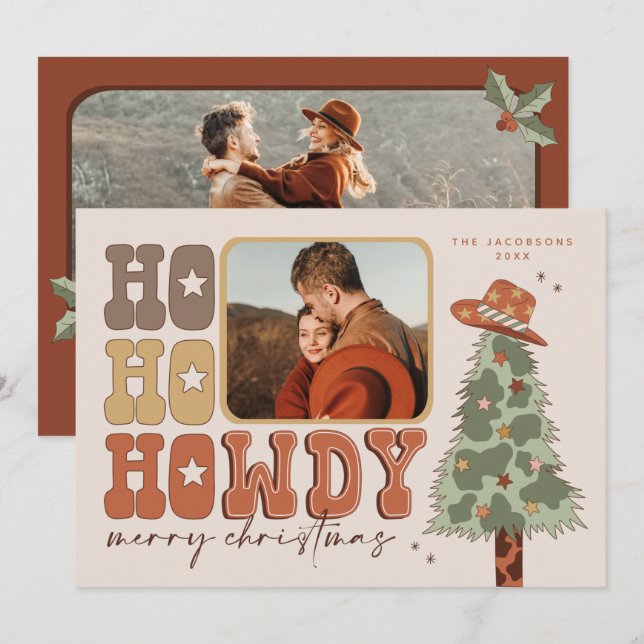 COLT Retro Bohemischer Western Cowboy Weihnachtska Einladung (Vorne/Hinten)