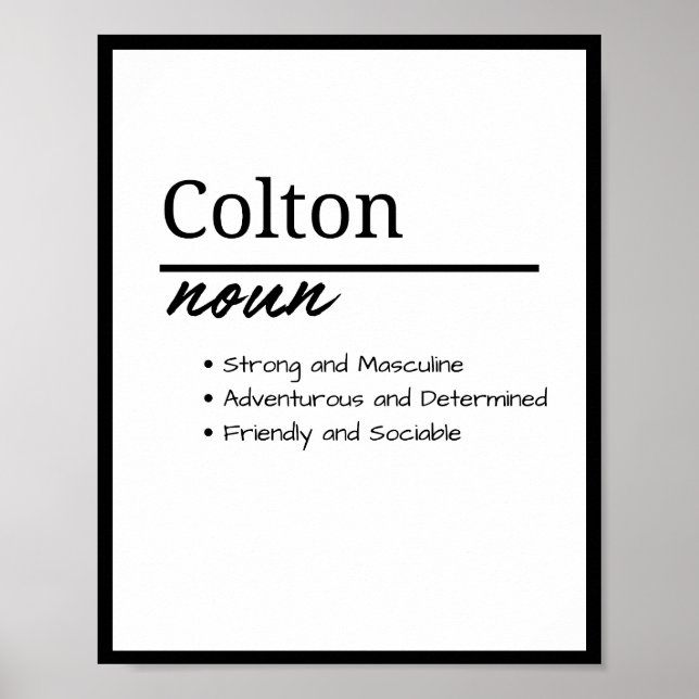 Colton, Personalisierte Bezeichnung für Junge Poster (Vorne)