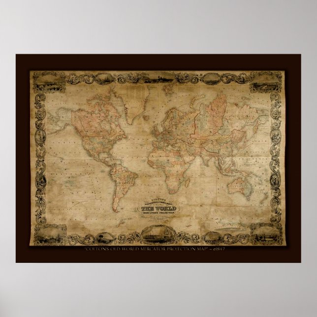 COLTONS Old World Map (c 1847) Art Poster (Vorne)