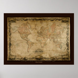 COLTONS Old World Map (c 1847) Poster d'art