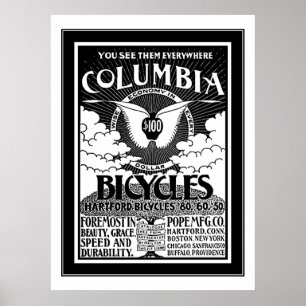 Columbia Fahrräder Plakat 1886 Werbung