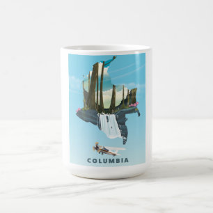 Columbia Illustriert Map Reiseplakat drucken. Verwandlungstasse