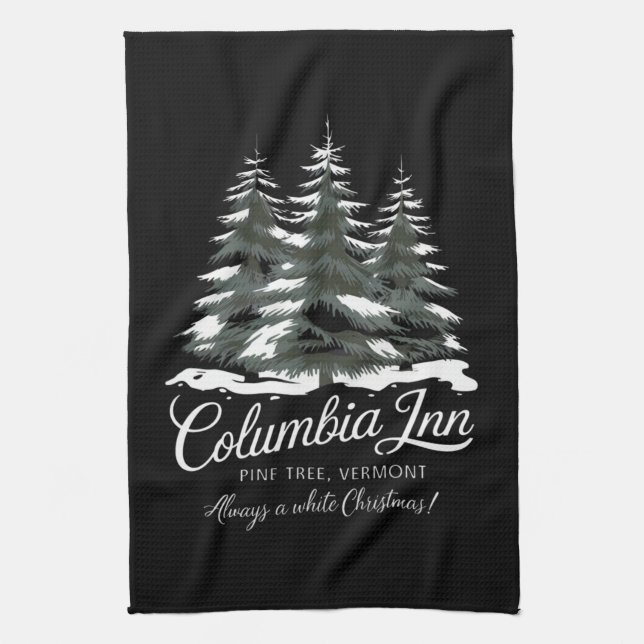 Columbia Inn Pine Tree Vermont A White Christmas Geschirrtuch (Vertikal)