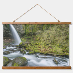 Columbia River Gorge, Ponytail Falls Wandteppich Mit Holzrahmen