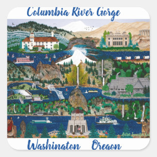 Columbia River Gorge Quadratischer Aufkleber