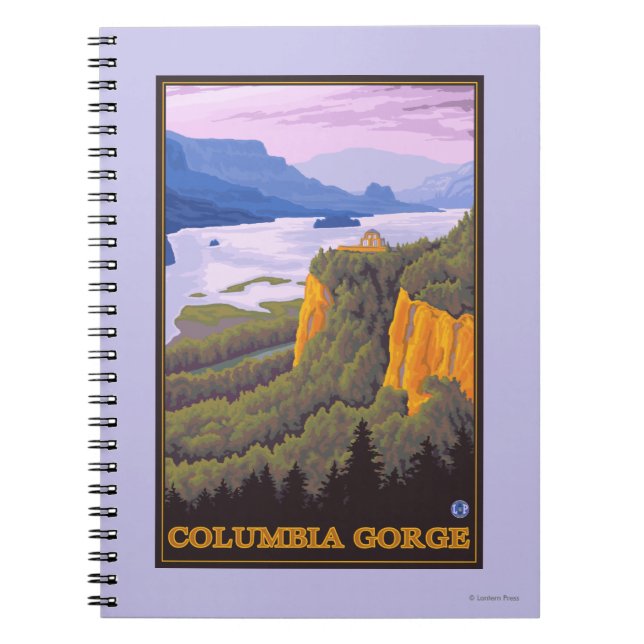 Columbia River Gorge Scene mit Crown Point Notizblock (Vorderseite)