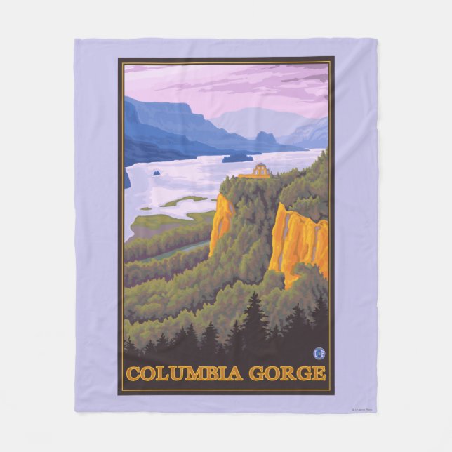 Columbia River Schlucht-Szene mit Kronen-Punkt Fleecedecke (Vorderseite)