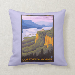 Columbia River Schlucht-Szene mit Kronen-Punkt Kissen