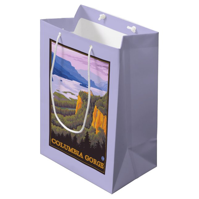 Columbia River Schlucht-Szene mit Kronen-Punkt Mittlere Geschenktüte (Vorderseite Schrägansicht)
