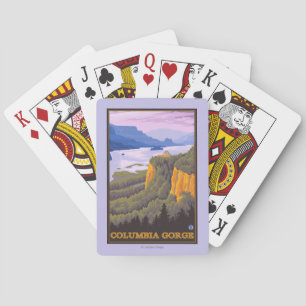 Columbia River Schlucht-Szene mit Kronen-Punkt Spielkarten
