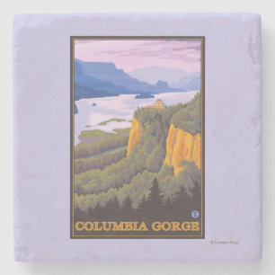 Columbia River Schlucht-Szene mit Kronen-Punkt Steinuntersetzer