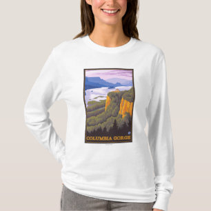 Columbia River Schlucht-Szene mit Kronen-Punkt T-Shirt