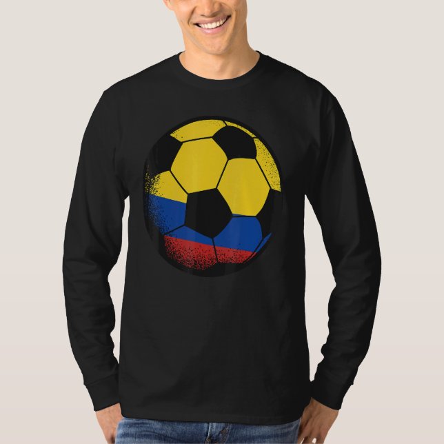 Columbia Soccer Ball Kolumbianische Flaggensporten T-Shirt (Vorderseite)