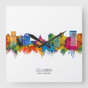 Columbia South Carolina Skyline Quadratische Wanduhr