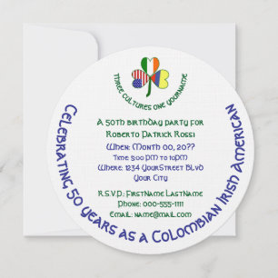 Columbianisch Irisch Amerikanischer Shamrock-Gebur Einladung
