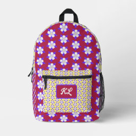 Columbine Backpack Maroon & Yellow Bedruckter Rucksack