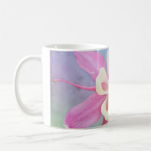 Columbine-Blumen-Rosa u. Weiß Kaffeetasse