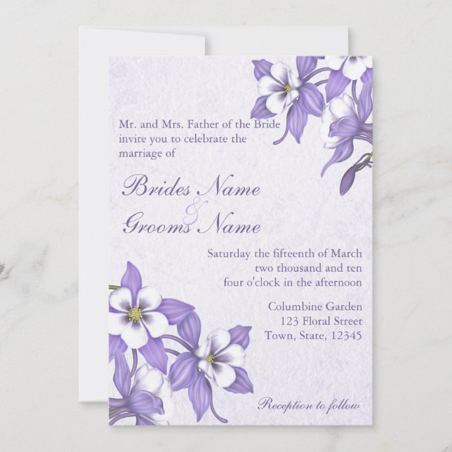 Columbine Bouquet 2 invitations de mariage (Devant)