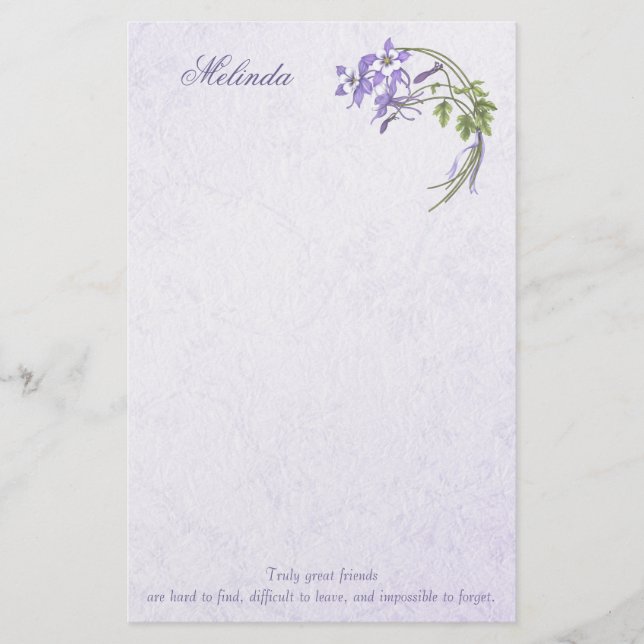 Columbine Bouquet Stationery Briefpapier (Vorderseite)