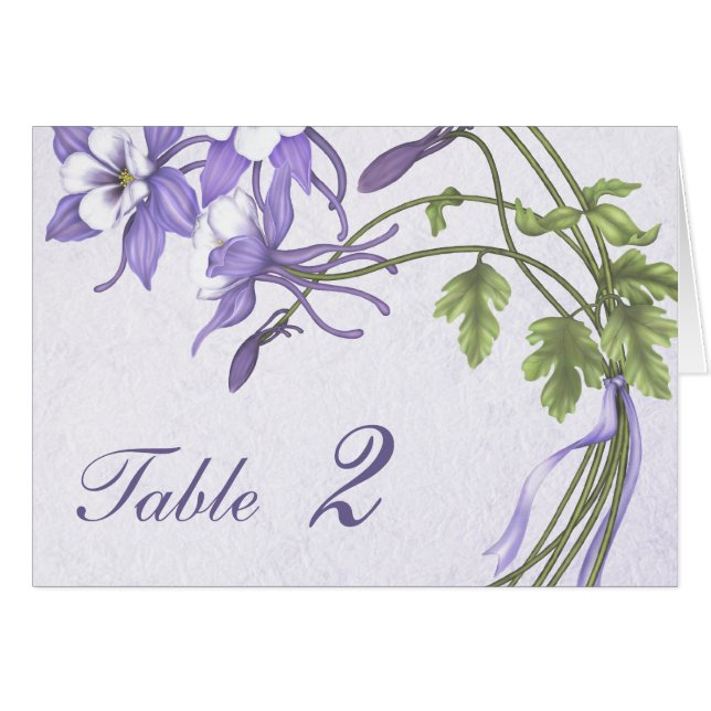 Columbine Bouquet Tischnummer Card (Vorderseite (Horizontal))