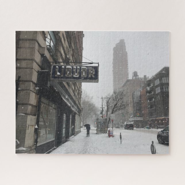 Columbus Avenue Liquor Store NYC Snowstorm Winter (Horizontal)