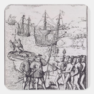 Columbus bei Hispaniola 2 Quadratischer Aufkleber